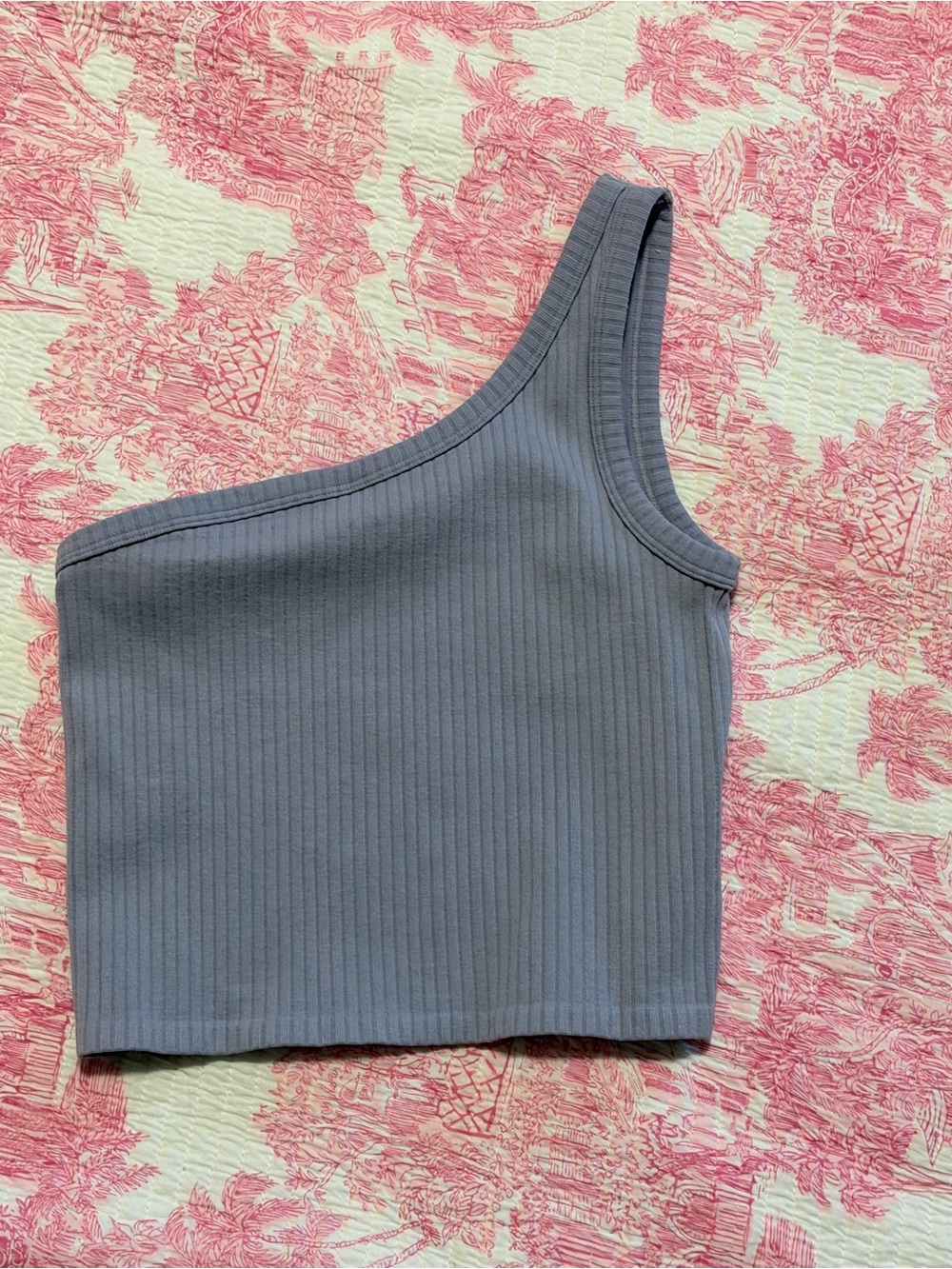 Dynamic sz small One-Shoulder Ribbed Crop Top - Slate Gray